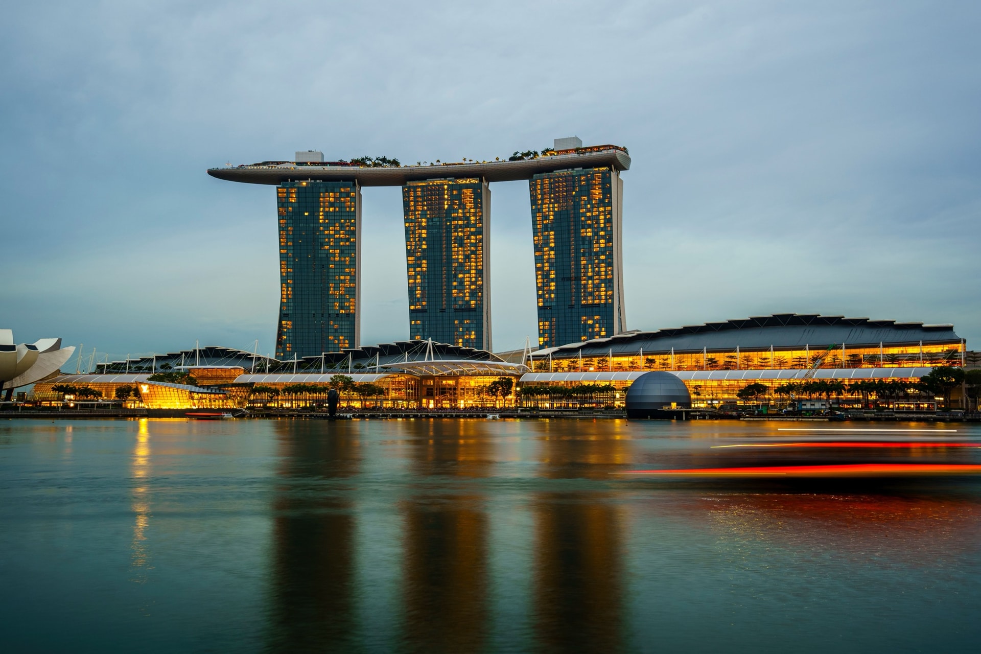 City skyline at dusk