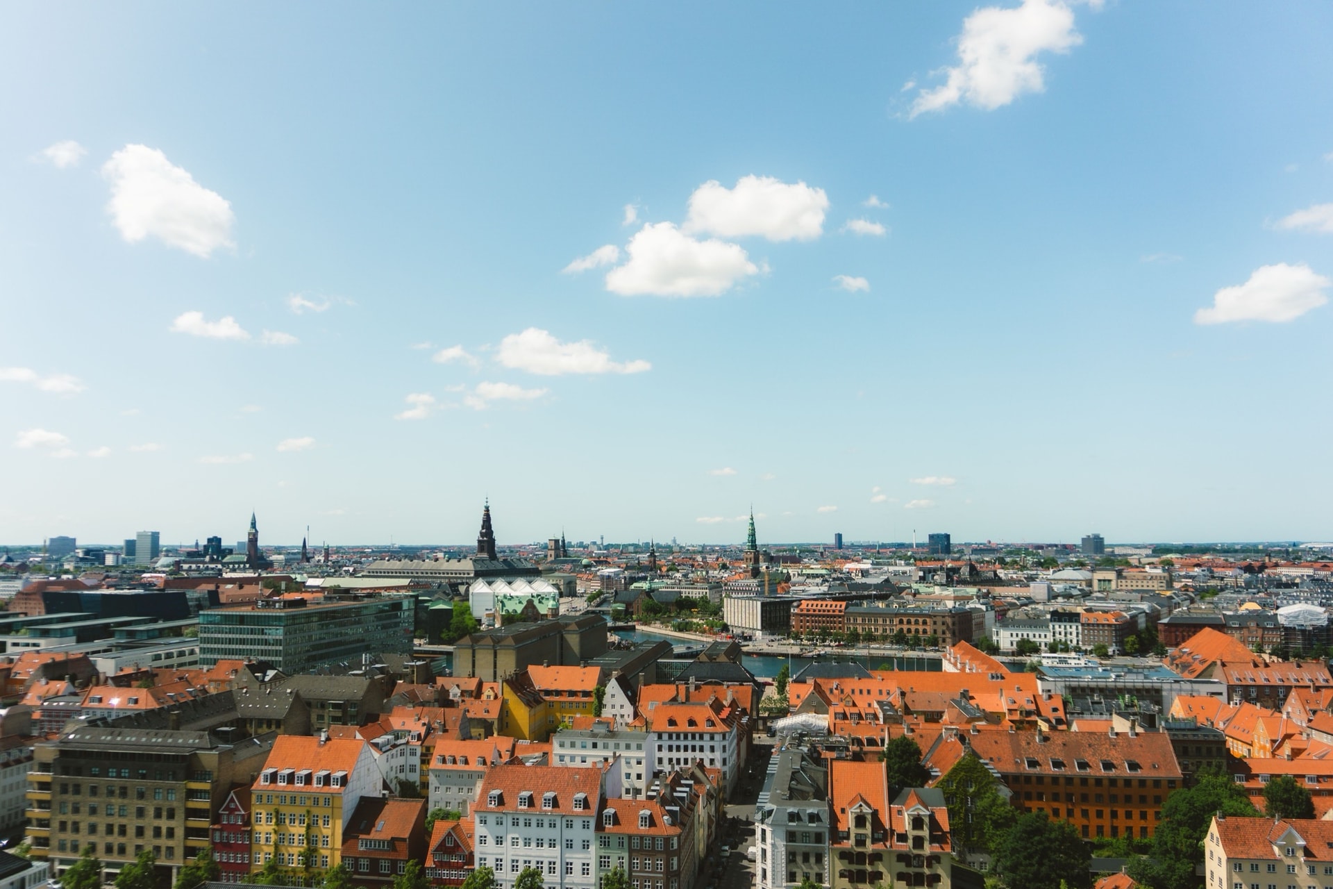 City skyline beneath a blue sky